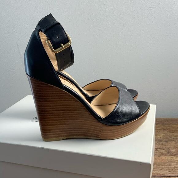 Emerson Fry Black and Brown Wedge Heels - Picture 2 of 7